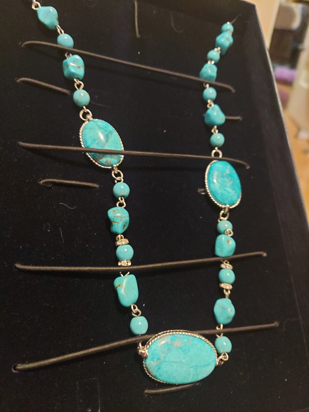 Stauer Turquoise Beaded Necklace with Oval Stone Accents - Blue - Picture 8 of 13